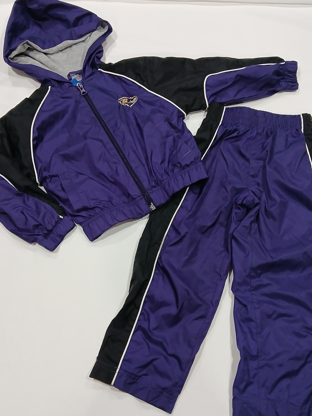 VTG Reebok NFL Baltimore Ravens Toddler Tracksuit 2pc Windbreaker Pants Set 3T